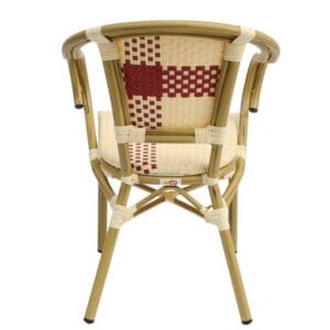 mobiliario-contract-sillon garnier apilable aluminio ratan beige y rojo 2